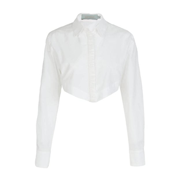 Silvia Tcherassi white cropped cotton button down blouse