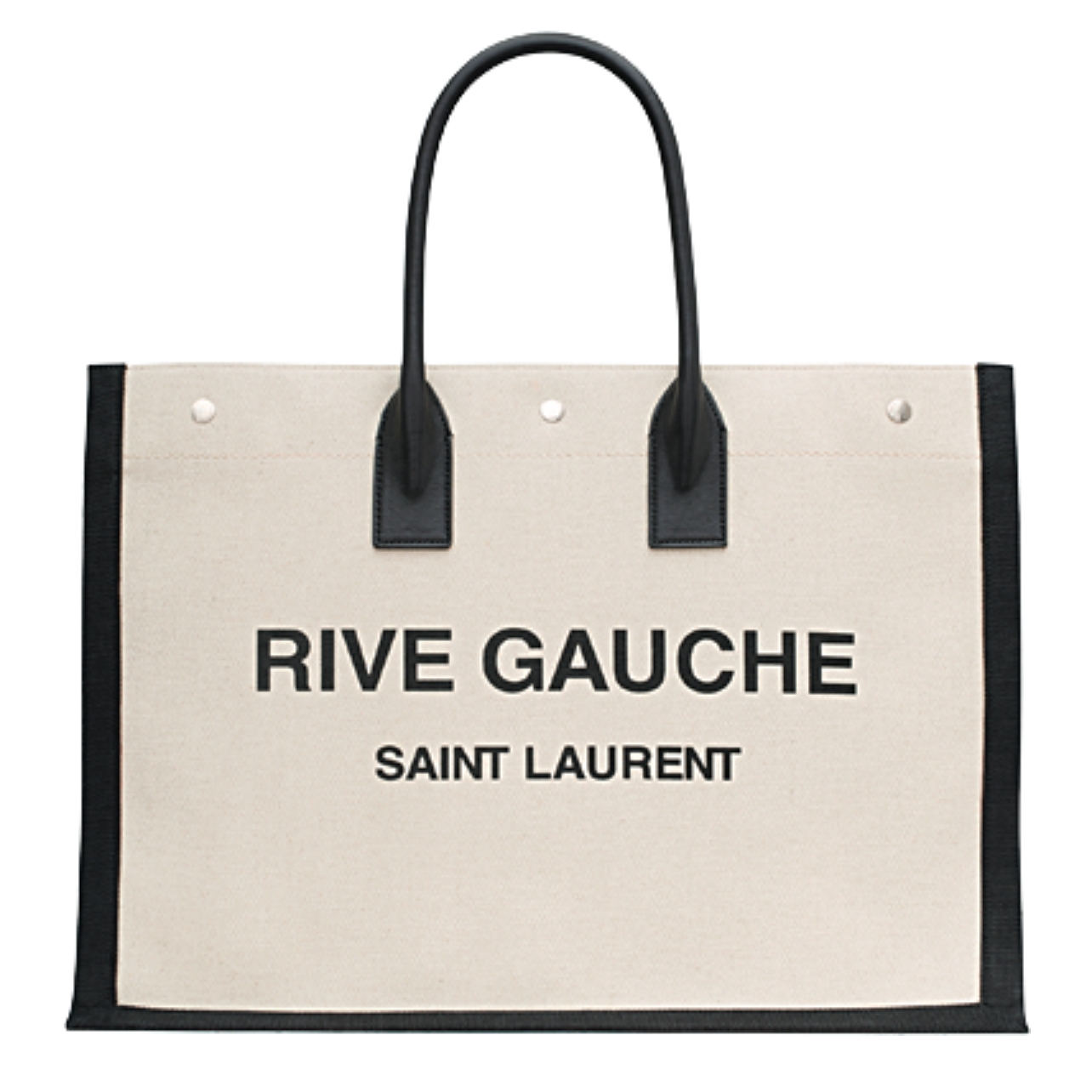 Black and cream Saint Laurent Rive Gauche tote bag