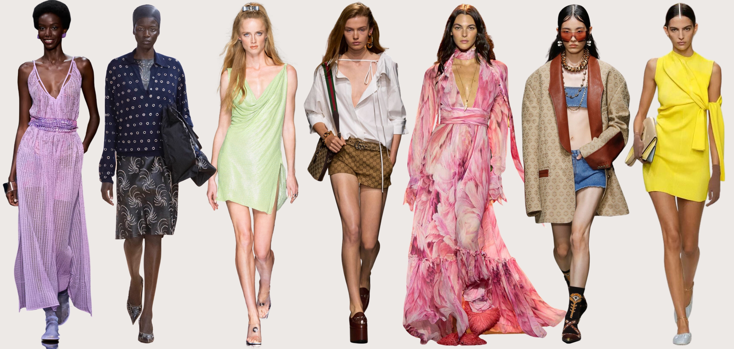 A collage of looks from Milan and Paris Fashion Week.