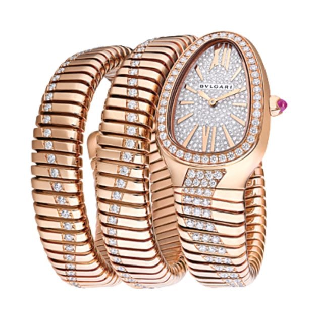 Bulgari gold and diamond Serpenti infinity double-spiral watch