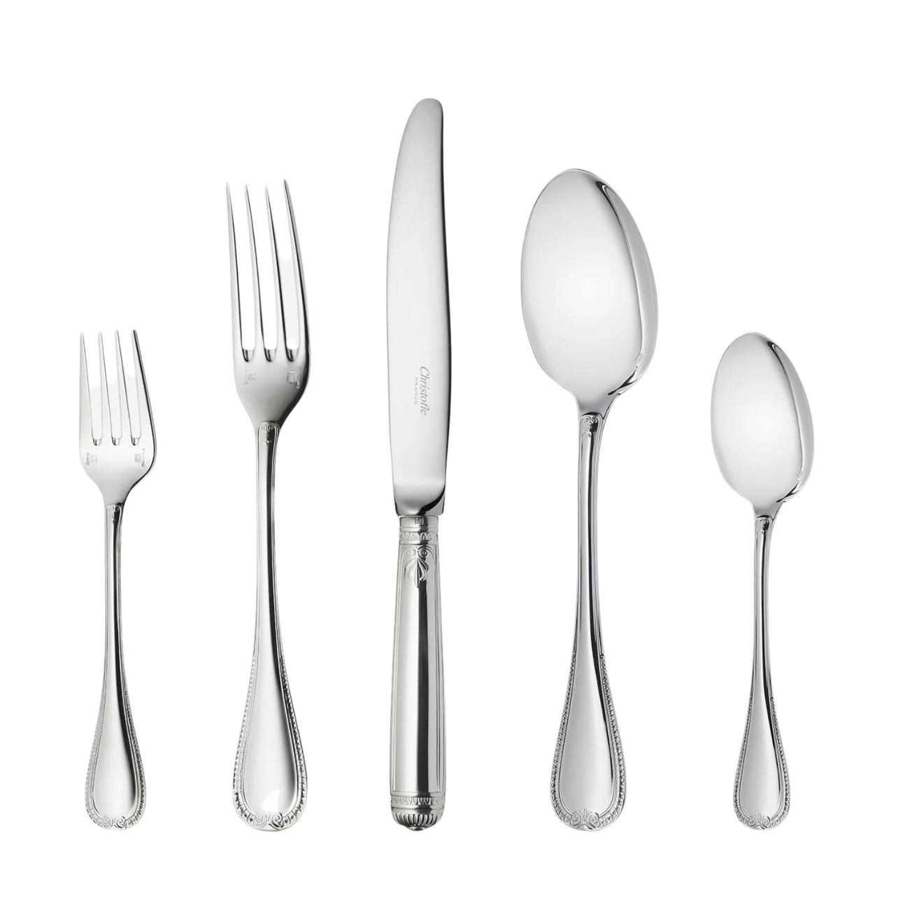 Christofle silver 5-piece plated flatware set