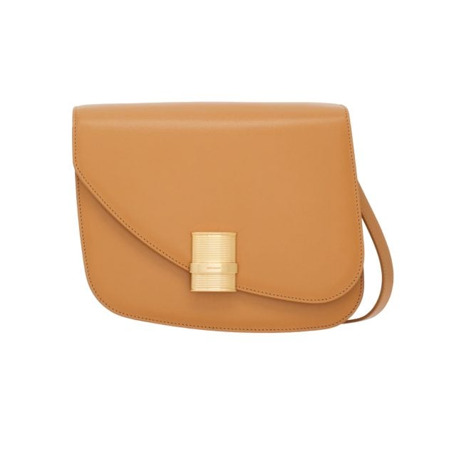 Ferragamo light camel crossbody bag with gold hardware