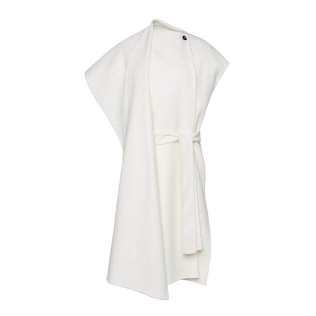 Ferragamo belted white sleeveless double-breasted coat