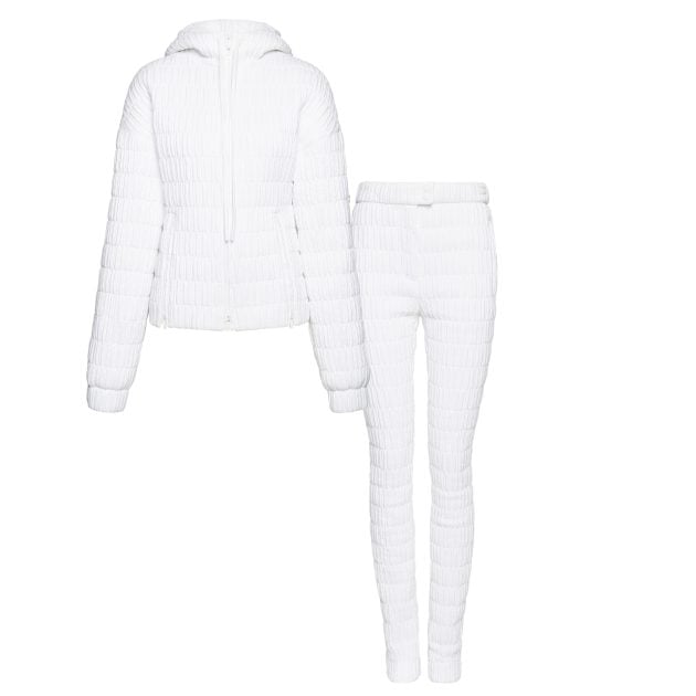 Ferragamo white quilted nylon pants and jacket set