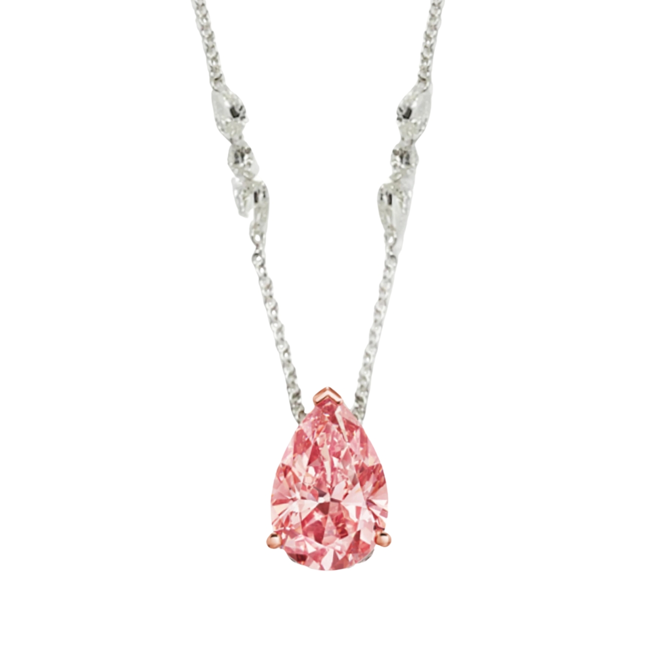 Maria Tash pink pear diamond necklace