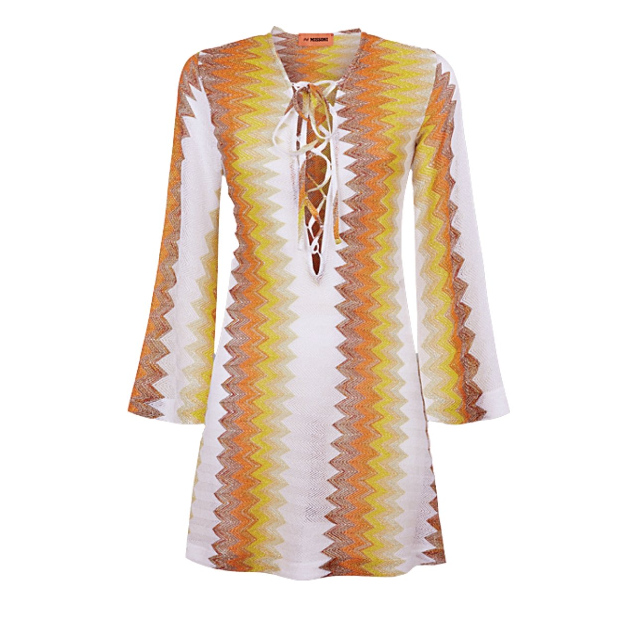 Missoni yellow long sleeve mini coverup dress