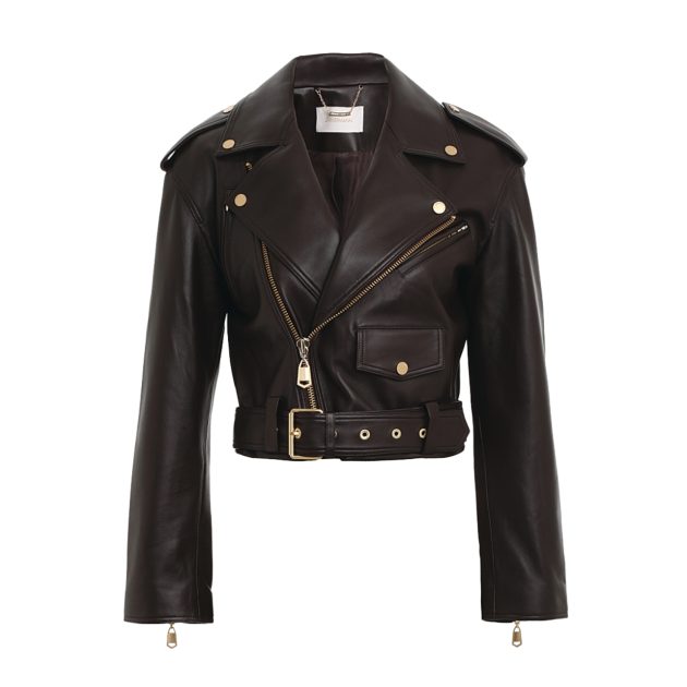 Zimmermann brown leather biker jacket