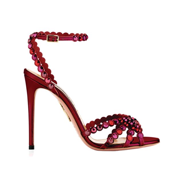 Aquazzura red crystal sandal with heel