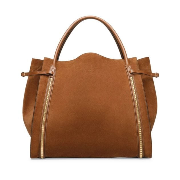 Bally camel tote with gold hardware