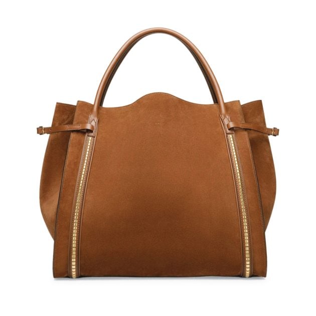 Bally camel tote with gold hardware
