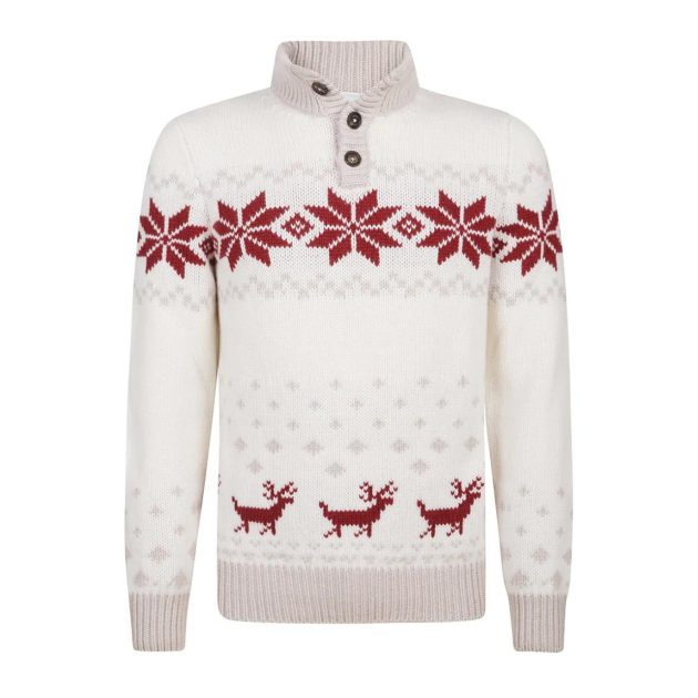 Eleventy cashmere wool knitted sweater with red triangle print