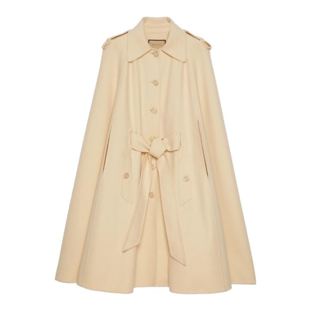 Gucci crème wool coat with cape sleeves