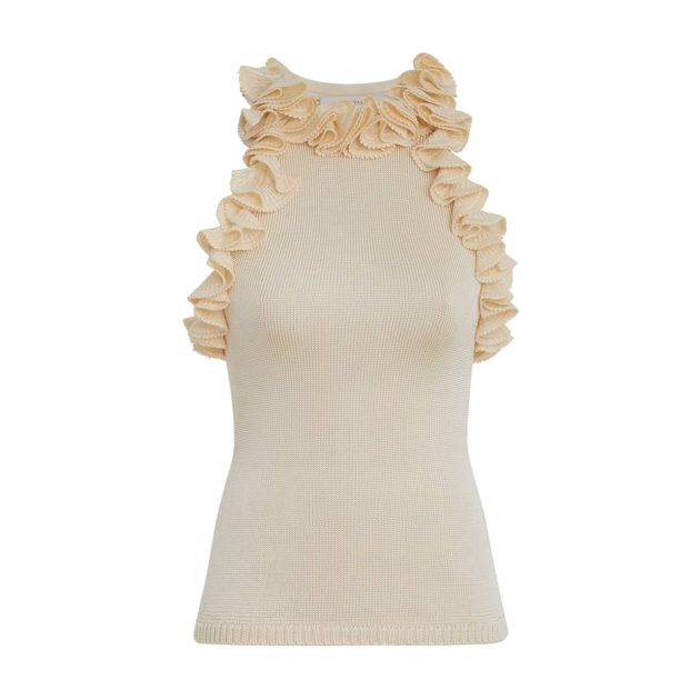 Zimmermann cream tank top with ruffle trim