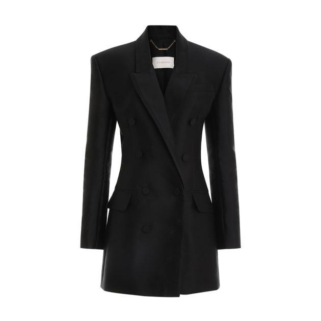 Zimmermann Matchmaker wool silk tuxedo mini dress in black