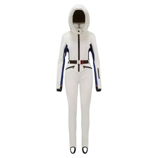 Moncler black and white ski suit with hood