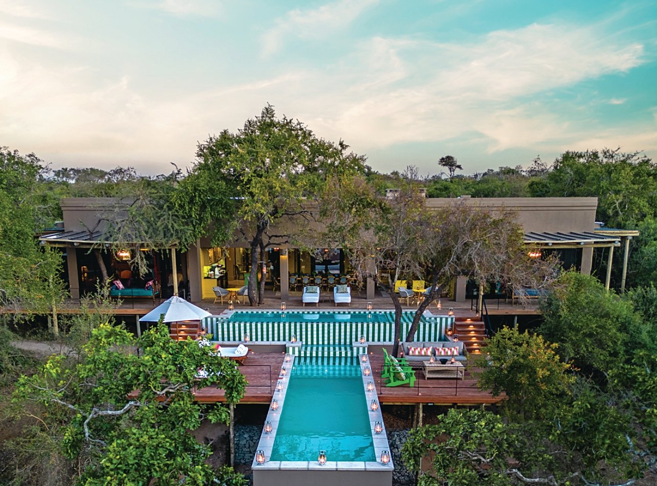 Aeriel view of the entrance of Africa House Royal Malewane in South Africa