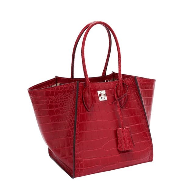 Ermanno Scervino red crocodile orint leather Cocco Maggie tote bag