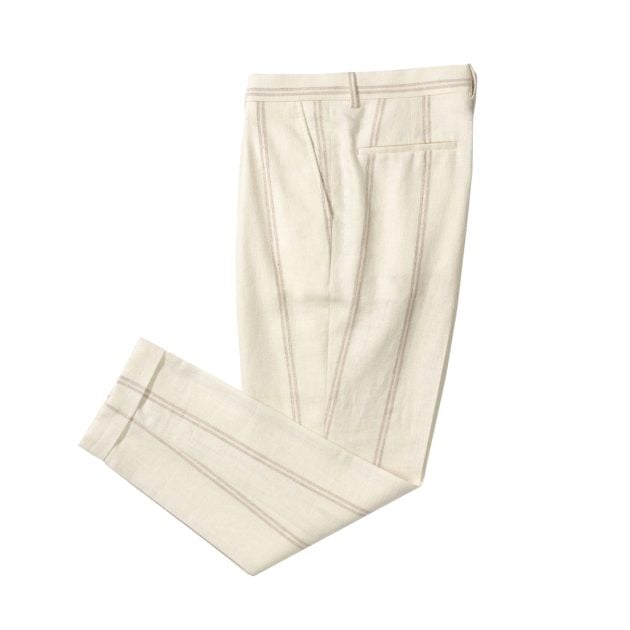 Brunello Cucinelli cream double chalk trousers