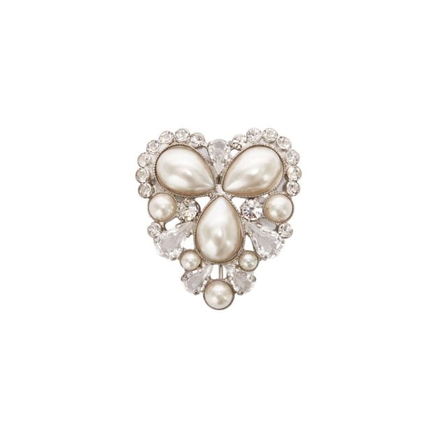 Ermanno Scervino silver and pearl heartshape brooch