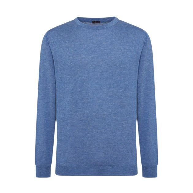 Kiton blue jersey round neck silk sweater