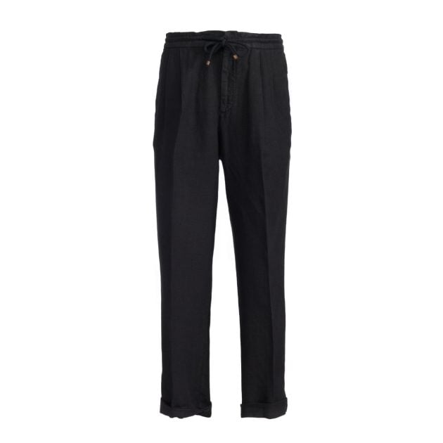 Brunello Cucinelli navy linen drawstring trousers