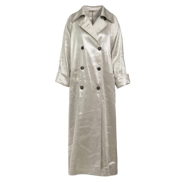 Brunello Cucinelli metallic gabardine trench coat