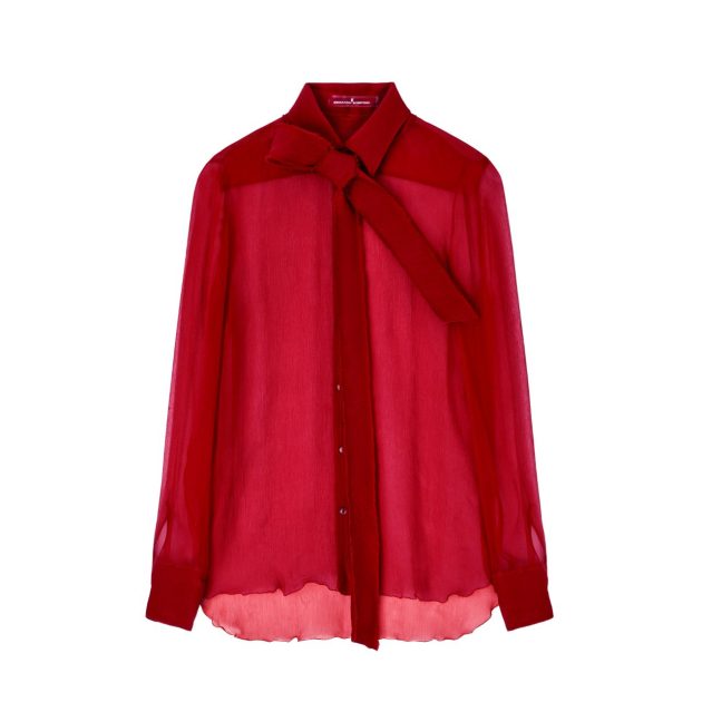 Ermanno Scervino red oversized see through shirt
