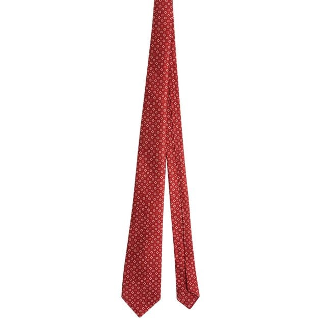 Kiton red printed tie in silk