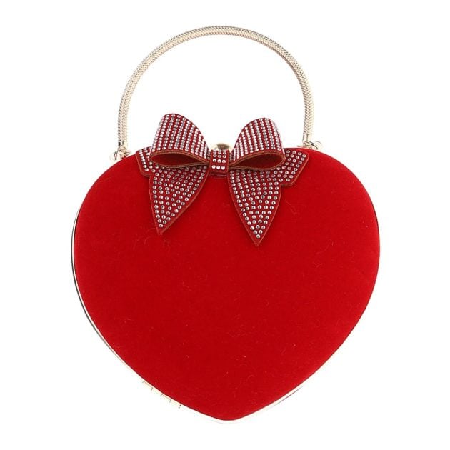 Monnalisa red velvet heart bag with 3D bow detail