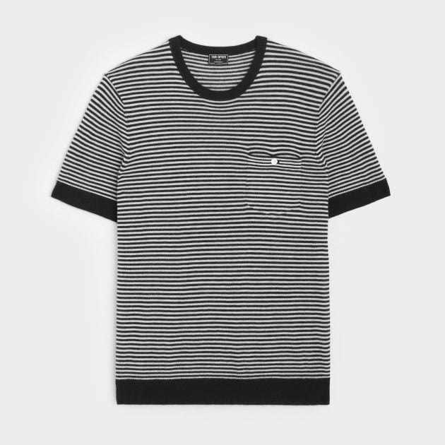 Todd Snyder striped black cashmere tee