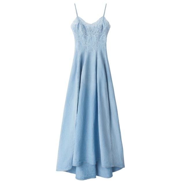 Ermanno Scervino’s long denim sleeveless dress