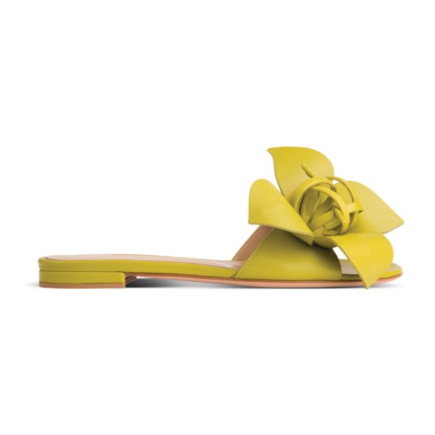 Gianvito Rossi yellow floral slide sandals