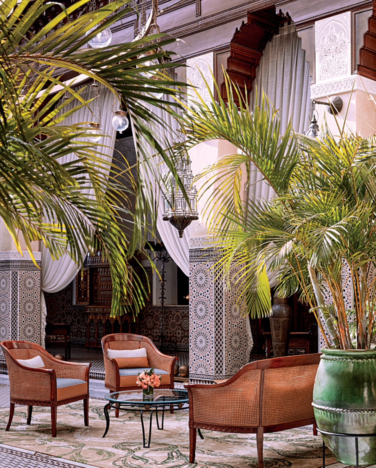 Interior of the lobby at Royal Mansour, Marrakech