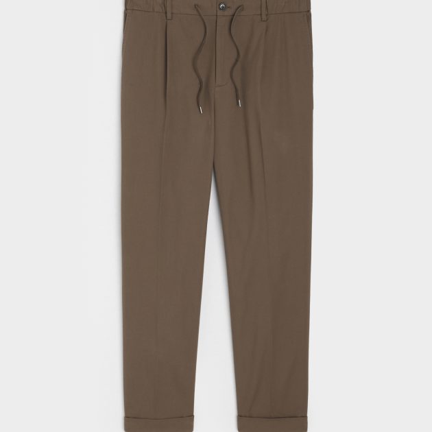 Todd Snyder mocha modern minimalist drawstring twill trousers