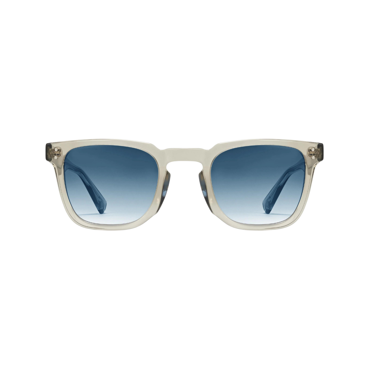Morgenthal Fredericks Hughes sunglasses in silver frames with blue tinted lenses