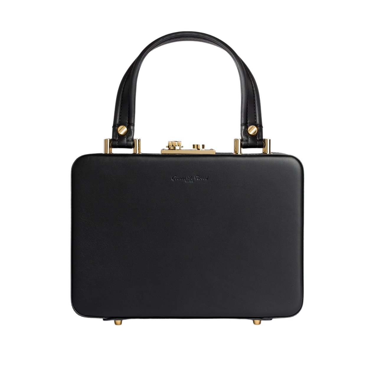 Gianvito Rossi’s leather box top-handle Valì bag in black
