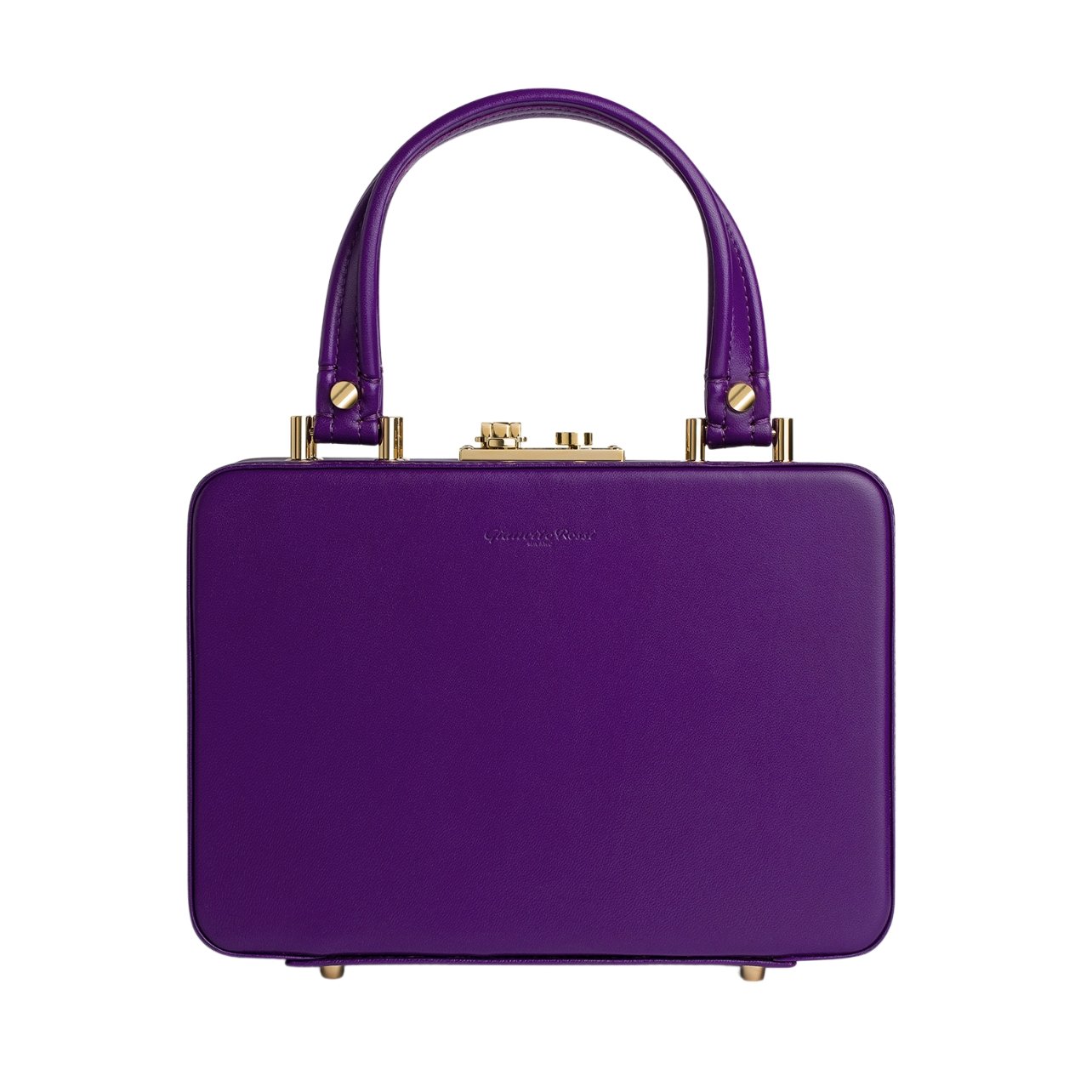 Gianvito Rossi’s leather box top-handle Valì bag in violet