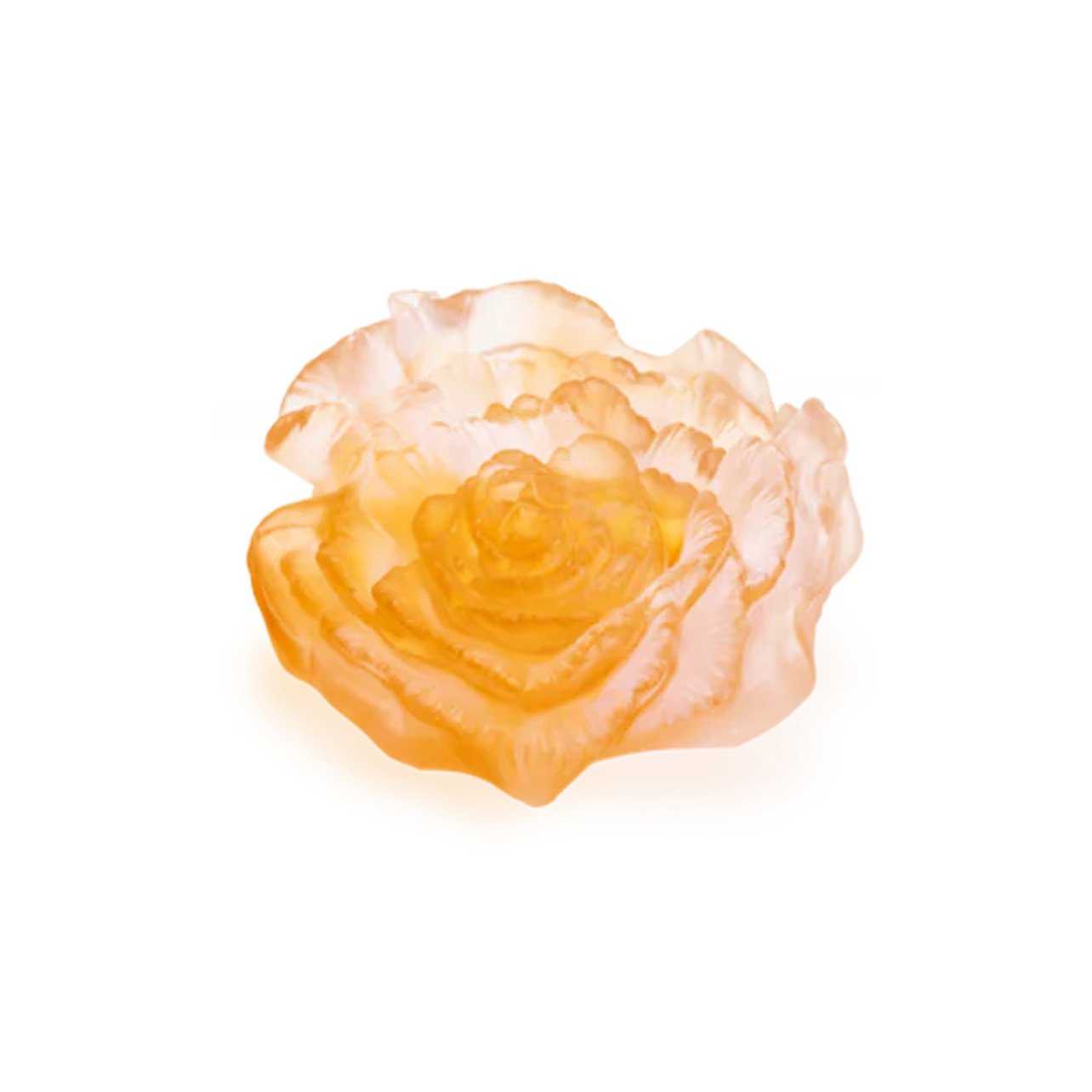 Daum Rose Royale Collection decorative glass rose flower in orange