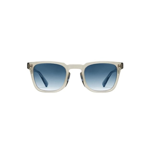 A pair of Morgenthal Frederics square sunglasses in a moss crystal colorway