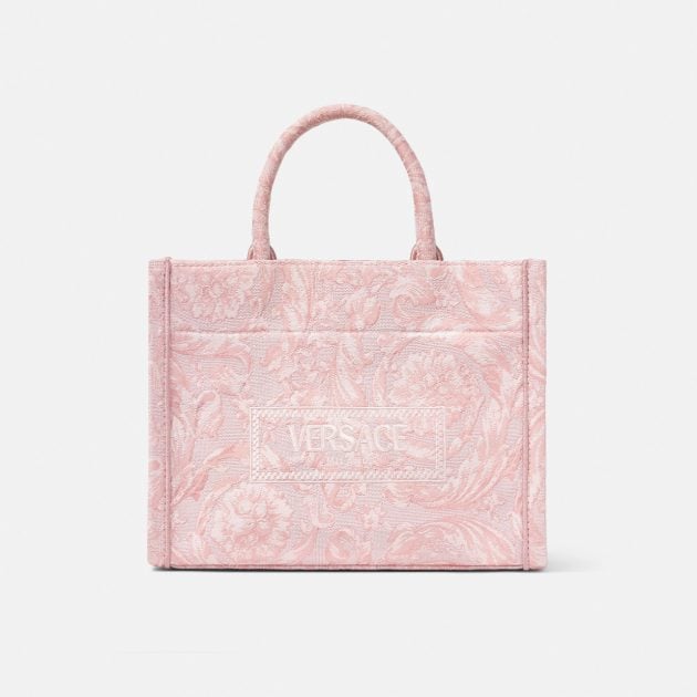 Versace pink textural Barocco print tote bag