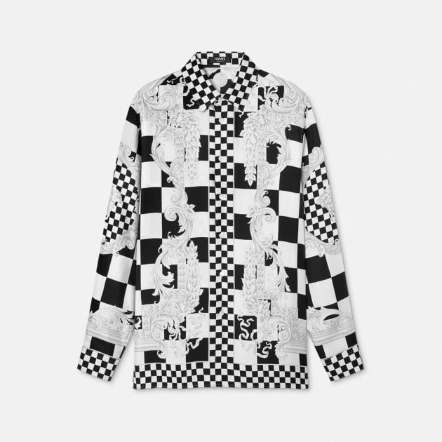 Versace black and white checkered shirt