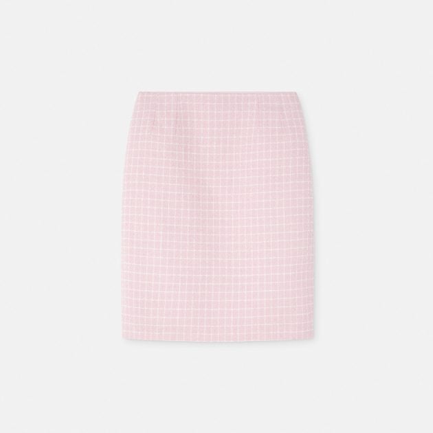 Versace pink and white stripe tweed pencil skirt