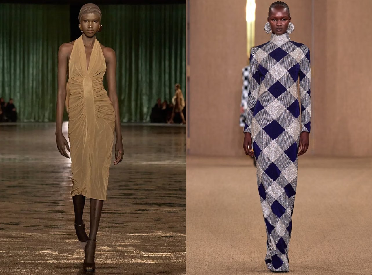 Maxi dress looks from Saint Laurent and Balmain at Fashion week 2024