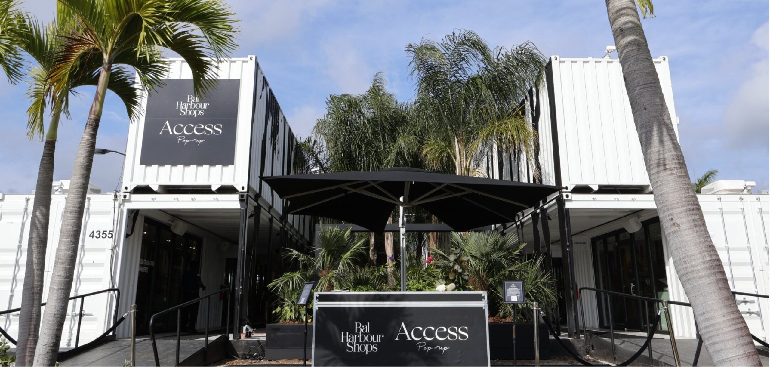 Image of the entrance of the Bal Harbour Shops pop-up in Sarasota, Florida