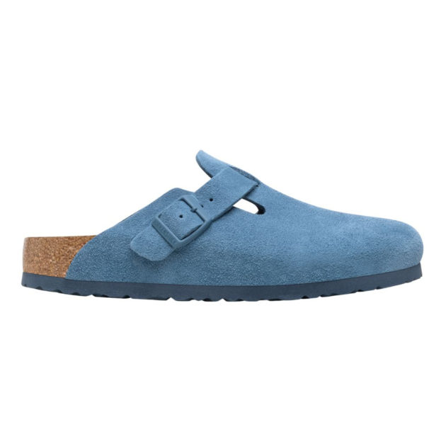 Addict Birkenstock blue suede leather slides