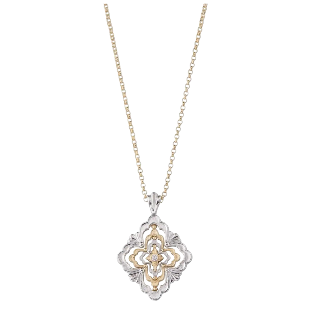 Buccellati Opera Galileo Pendant Necklace in white and yellow gold with diamonds