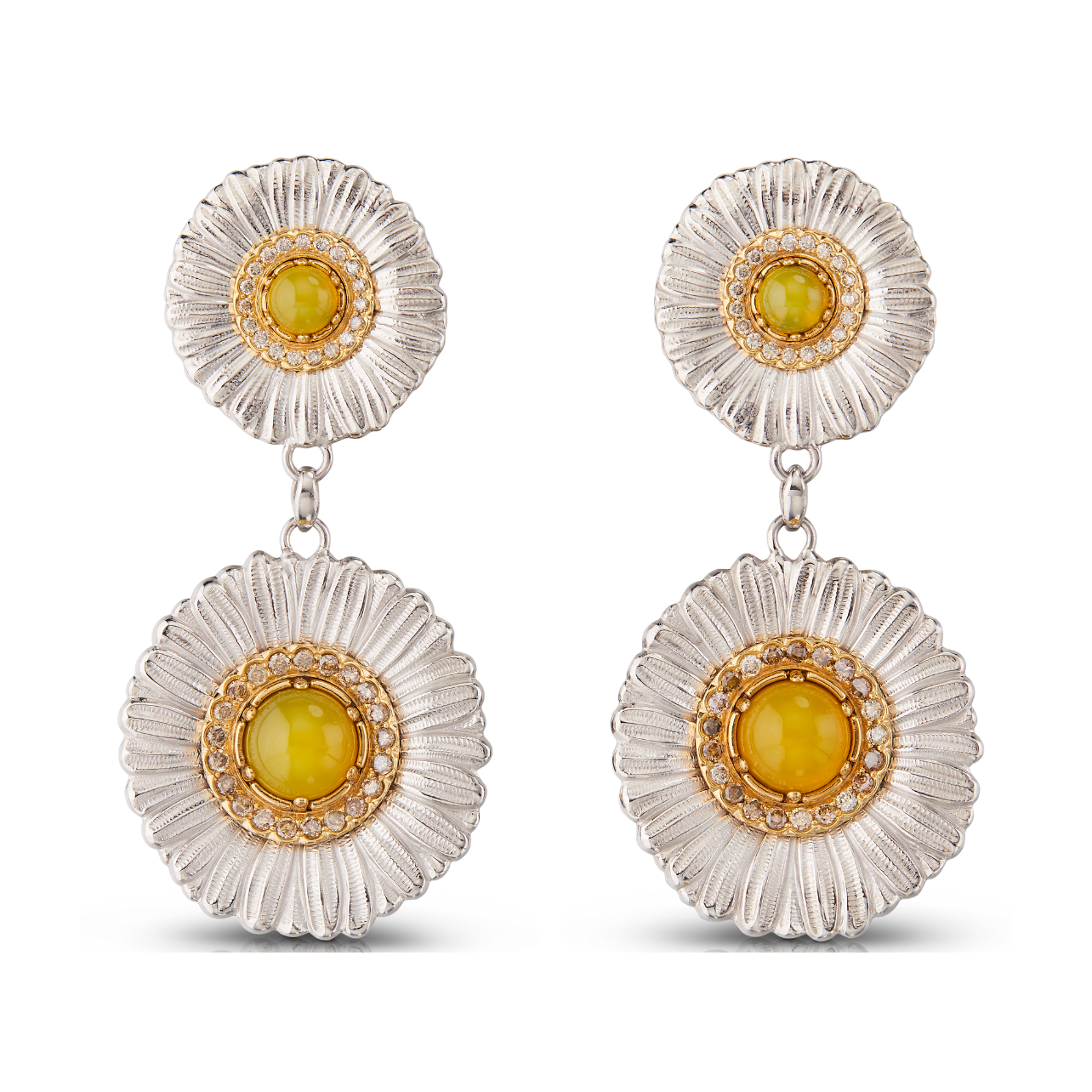 Buccellati Blossoms Color Earrings with yellow agate stone