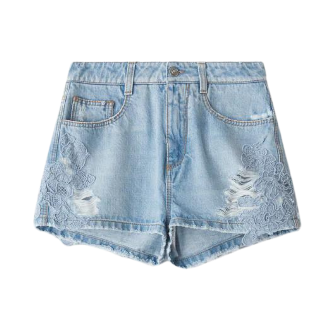 Ermanno Scervino denim shorts with lace detailing