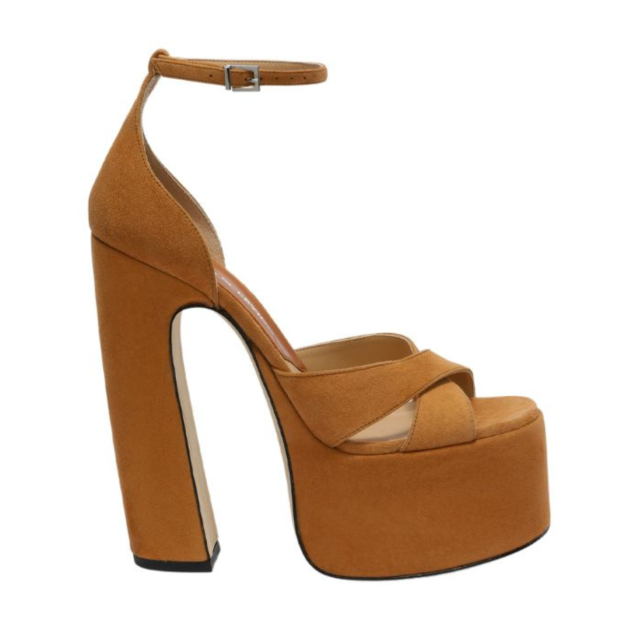 Ermanno Scervino brown suede platform sandals