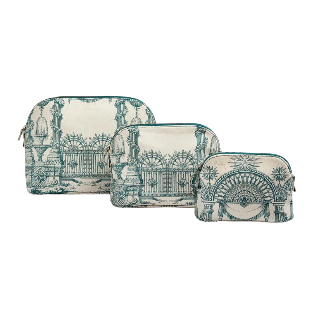 Haremlique Istanbul printed make-up bags in white and turquoise